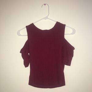 Off the Shoulder Ribbed Red Top
